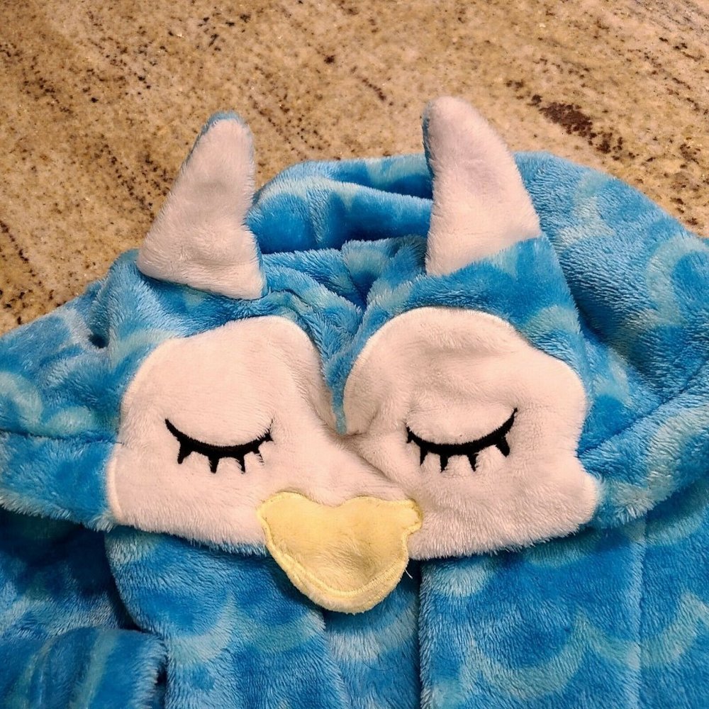 Cat & Jack Blue Owl Bath Bedtime Pajama Robe! XS 4/5 (No Belt) - Picture 2 of 9